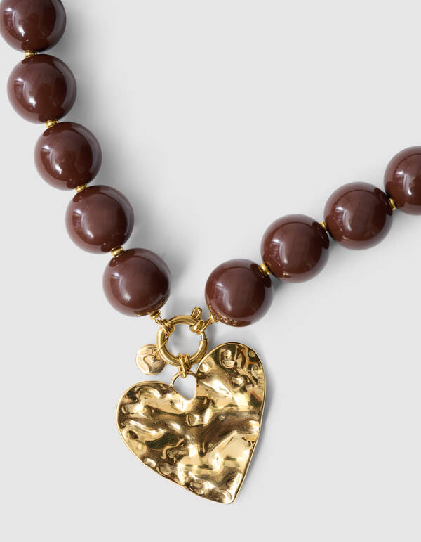 Beaded Charm Halskette Braun SHOEBY ACCESSOIRES