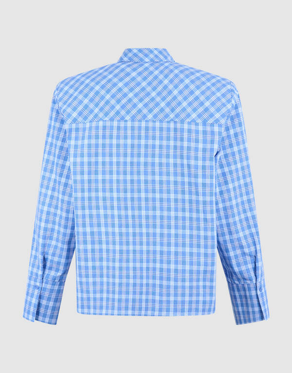 Karierte Bow-Bluse Blau SHOEBY WOMEN