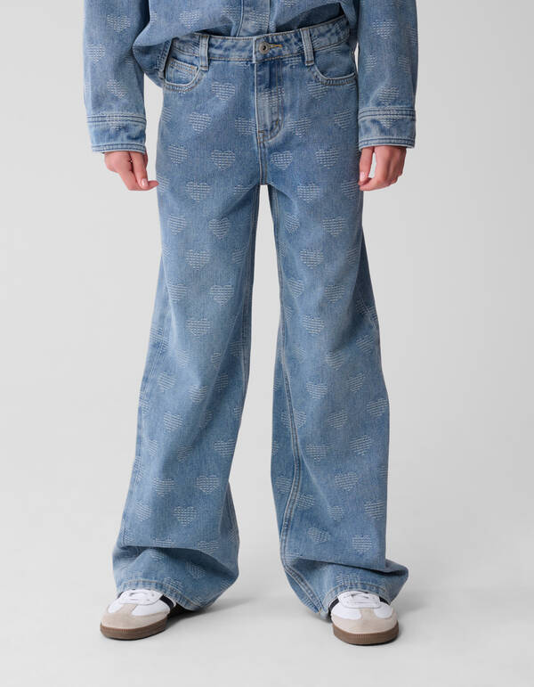 Jeans mit weitem Bein und Herzmotiv, Blau SHOEBY GIRLS