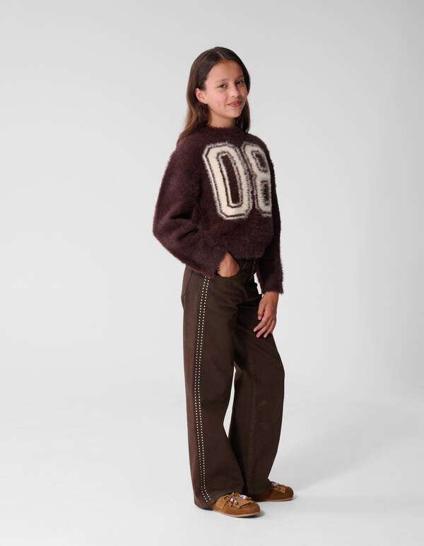 Hairy Varsity Strickpullover dunkelbraun SHOEBY GIRLS