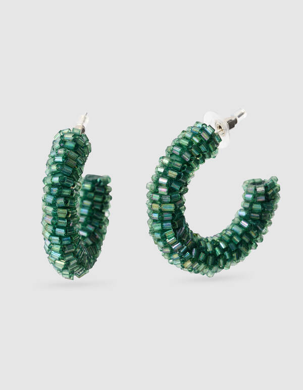 Perlenohrringe Hoop Dunkelgr&uuml;n SHOEBY ACCESSOIRES