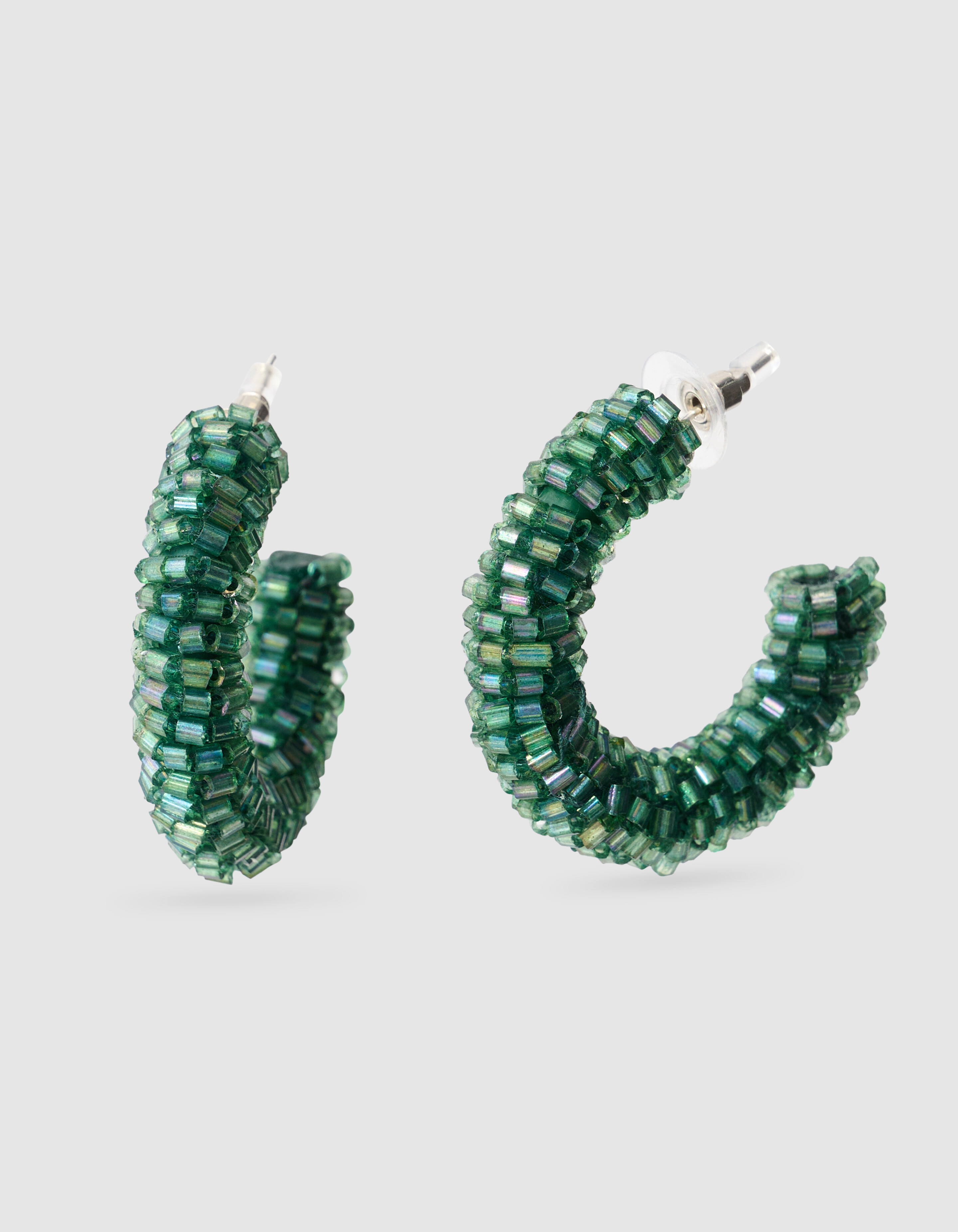 Perlenohrringe Hoop Dunkelgr&uuml;n SHOEBY ACCESSOIRES