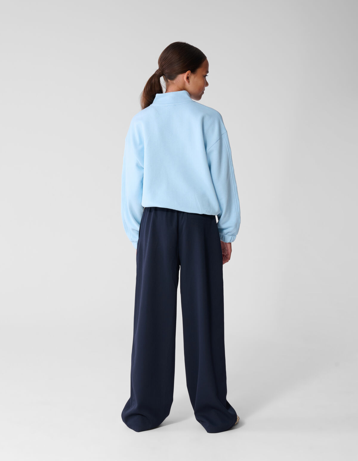 Eyelet Wide Leg Stoffhose Dunkelblau SHOEBY GIRLS