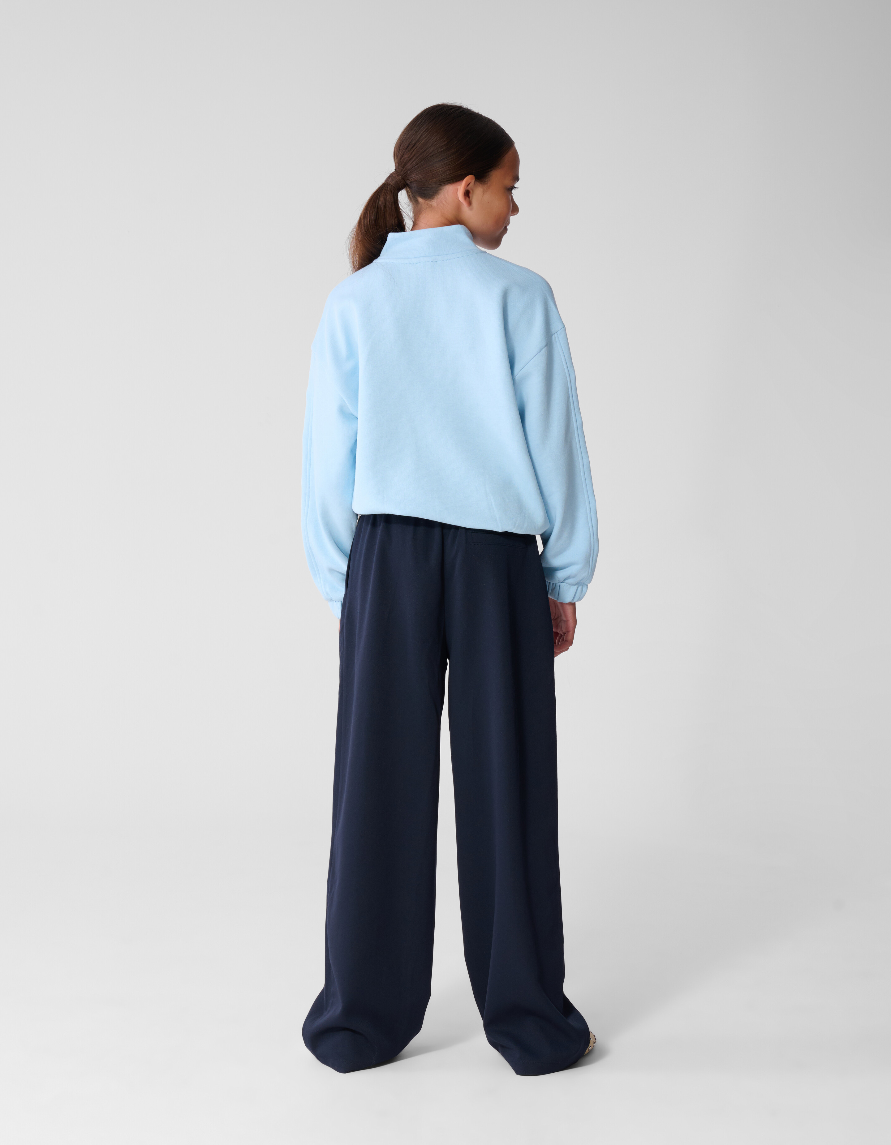 Eyelet Wide Leg Stoffhose Dunkelblau SHOEBY GIRLS