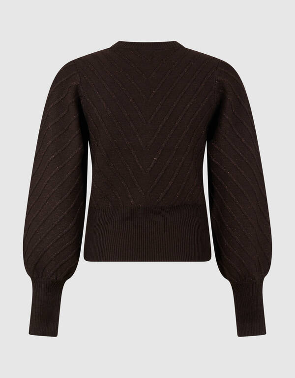 Glitzernder Strickpullover, dunkelbraun SHOEBY WOMEN