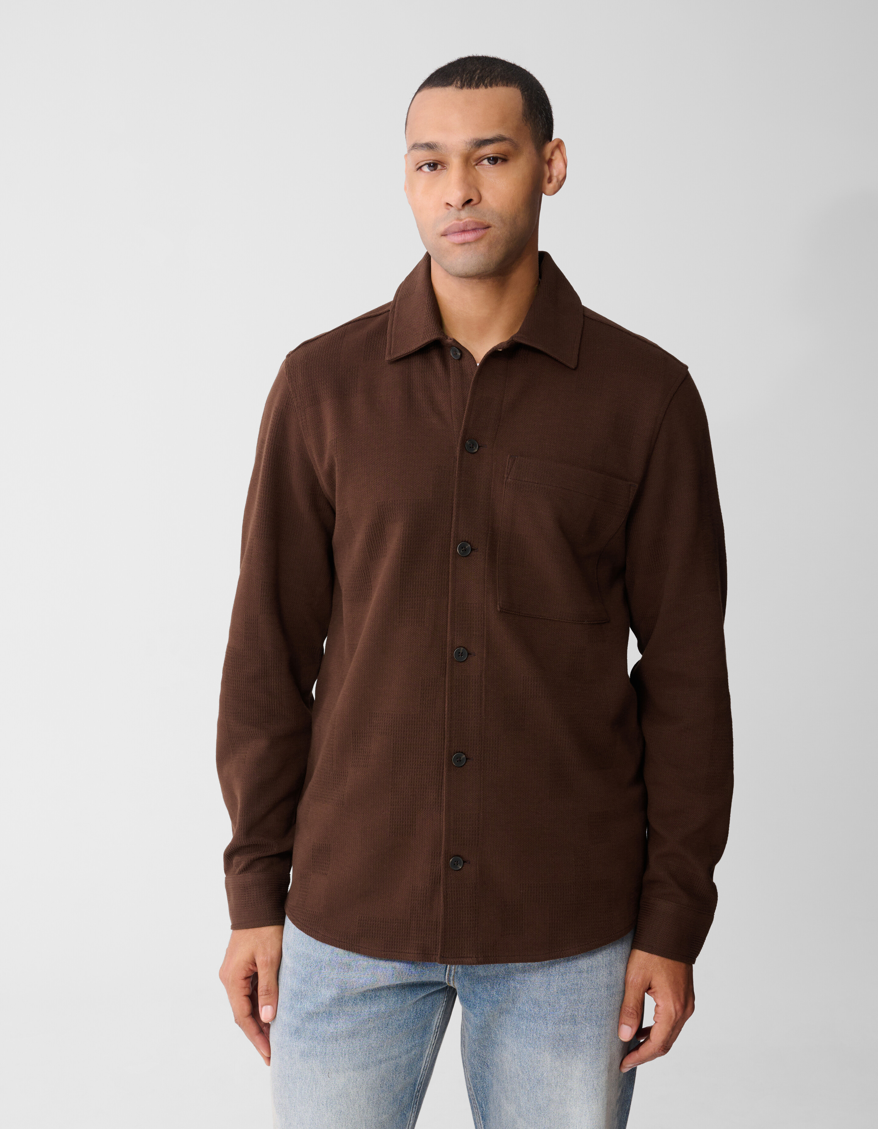 Kariertes Jacquard-Hemd Dunkelbraun SHOEBY MEN