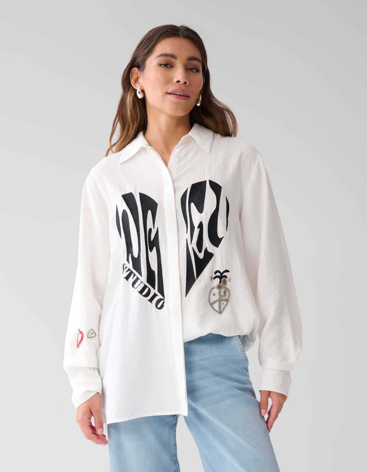 Creative Embro Bluse Gebroken Wit SHOEBY WOMEN