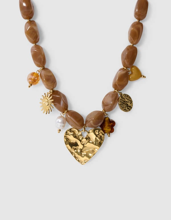 Beaded Charm Halskette Braun SHOEBY ACCESSOIRES