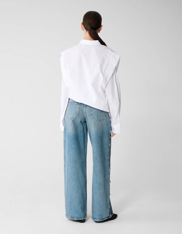 Die Pleat Poplin Bluse Wei&szlig; SHOEBY WOMEN