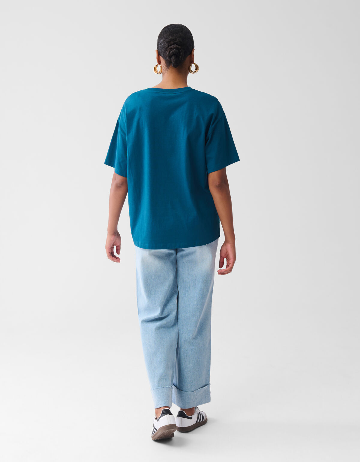 Orangefarbenes Kunstwerk-T-Shirt Blau SHOEBY WOMEN