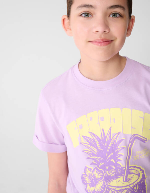 Paradise Artwork T-Shirt Helllila SHOEBY GIRLS