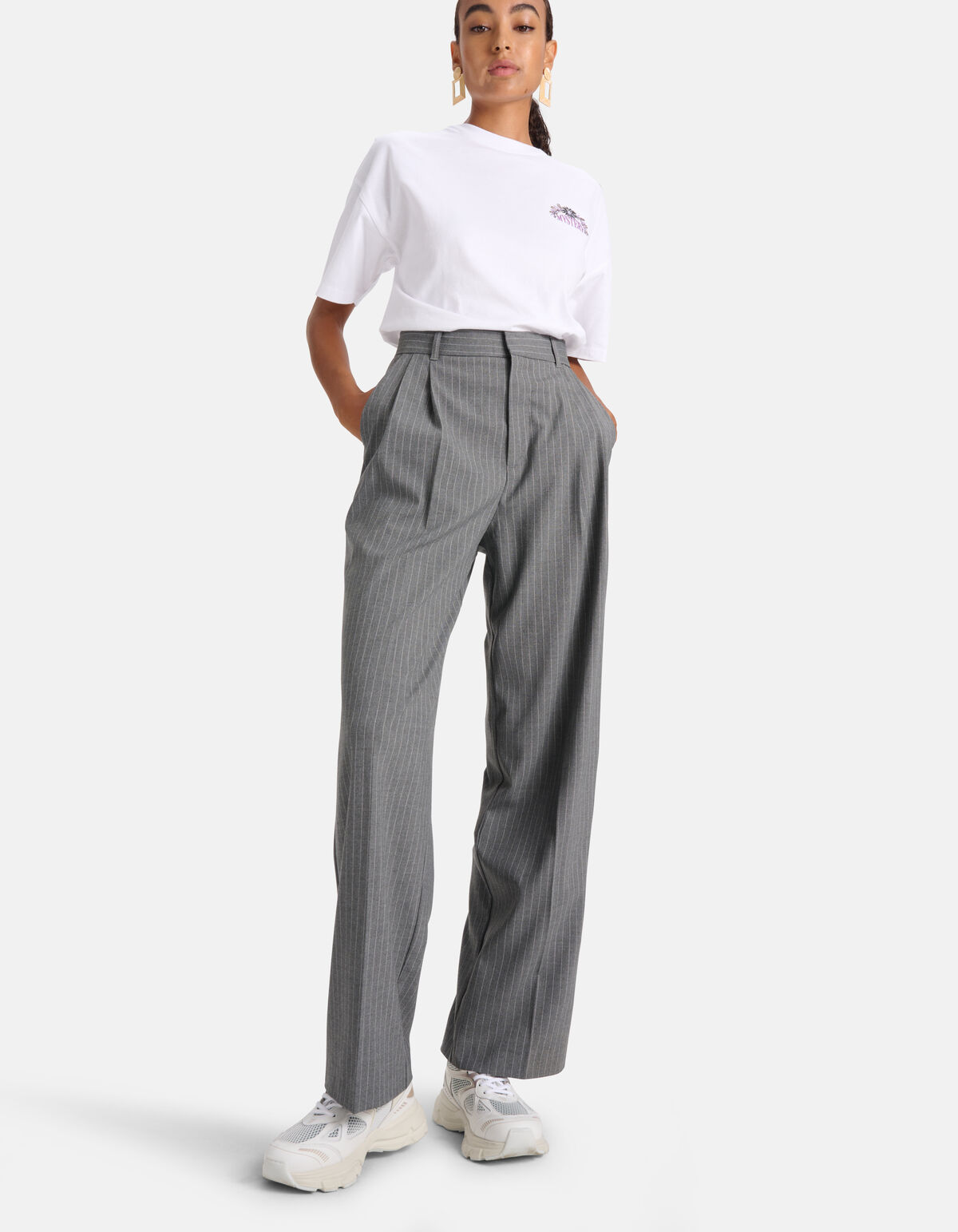Loose Fit Nadelstreifenhose Anthrazit SHOEBY WOMEN