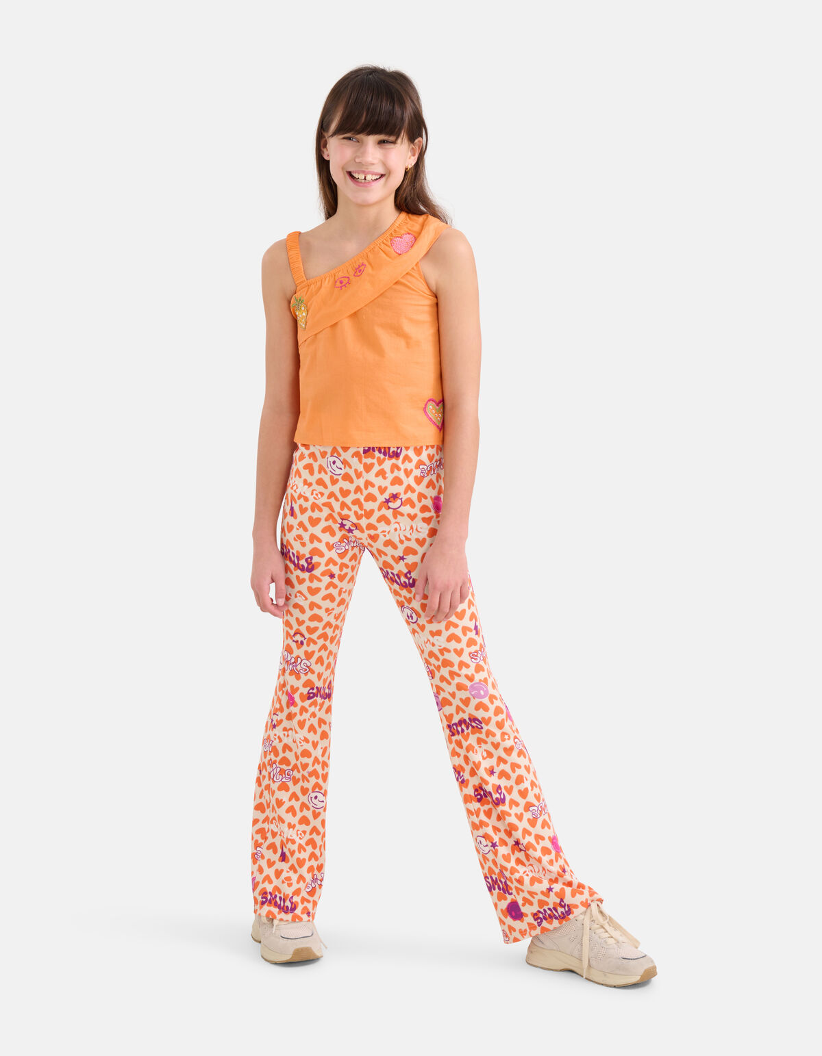 Bedruckte ausgestellte Rippenleggings Oranje SHOEBY GIRLS