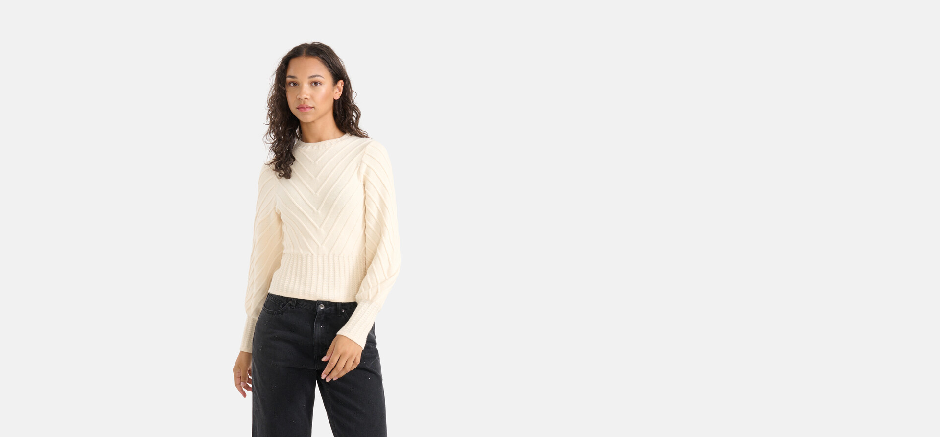 Diagonaler Pullover Off White SHOEBY WOMEN