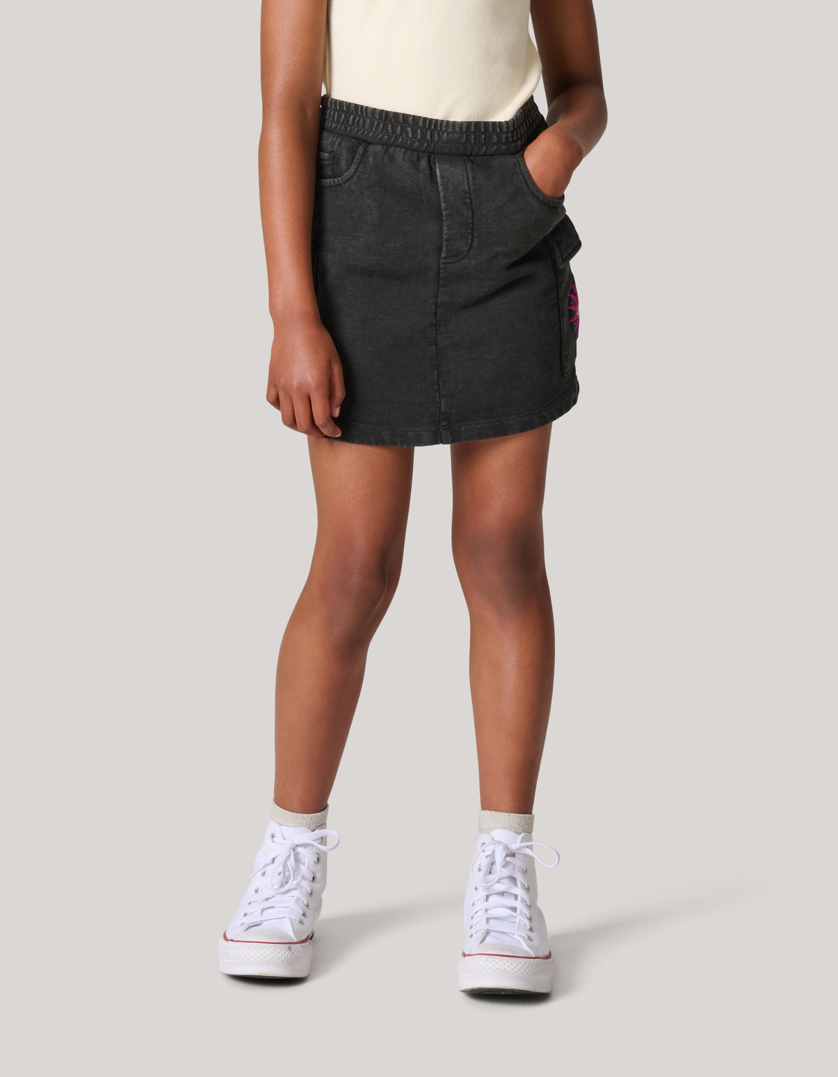 Gewaschener Denim-Rock Dunkelgrau SHOEBY GIRLS
