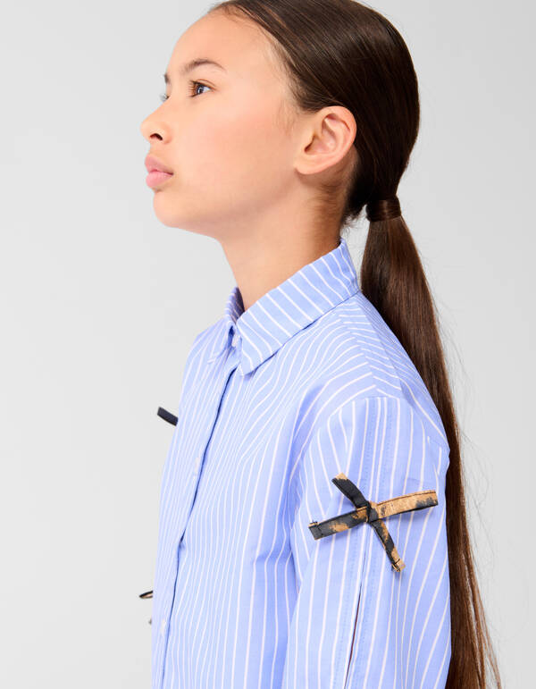 Gestreifte Bluse mit Schleife Blau SHOEBY GIRLS