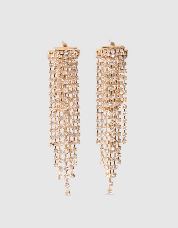 Zweilagige Strass-Ohrringe in Gold SHOEBY ACCESSOIRES