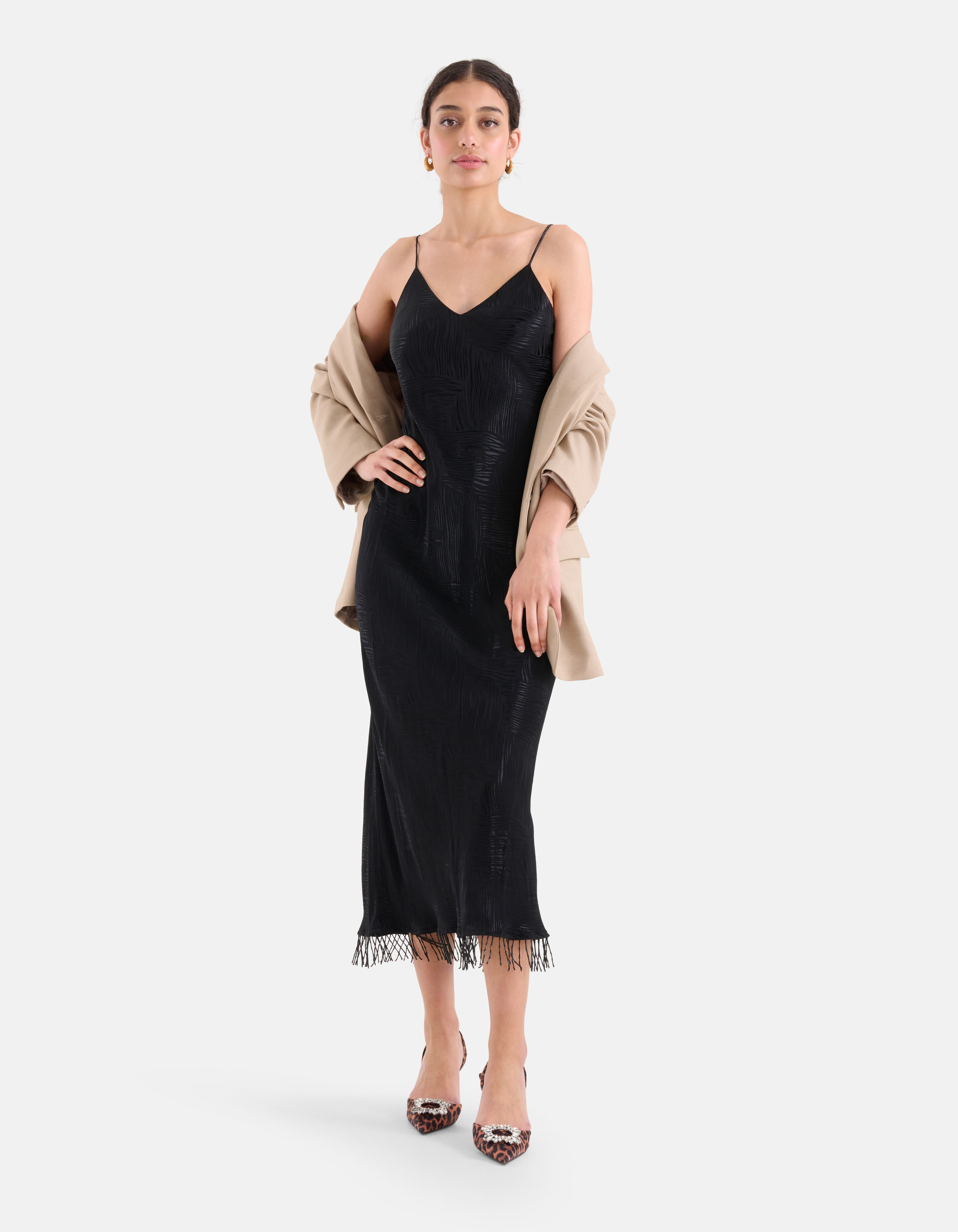 Kleid mit Fransen Schwarz SHOEBY WOMEN