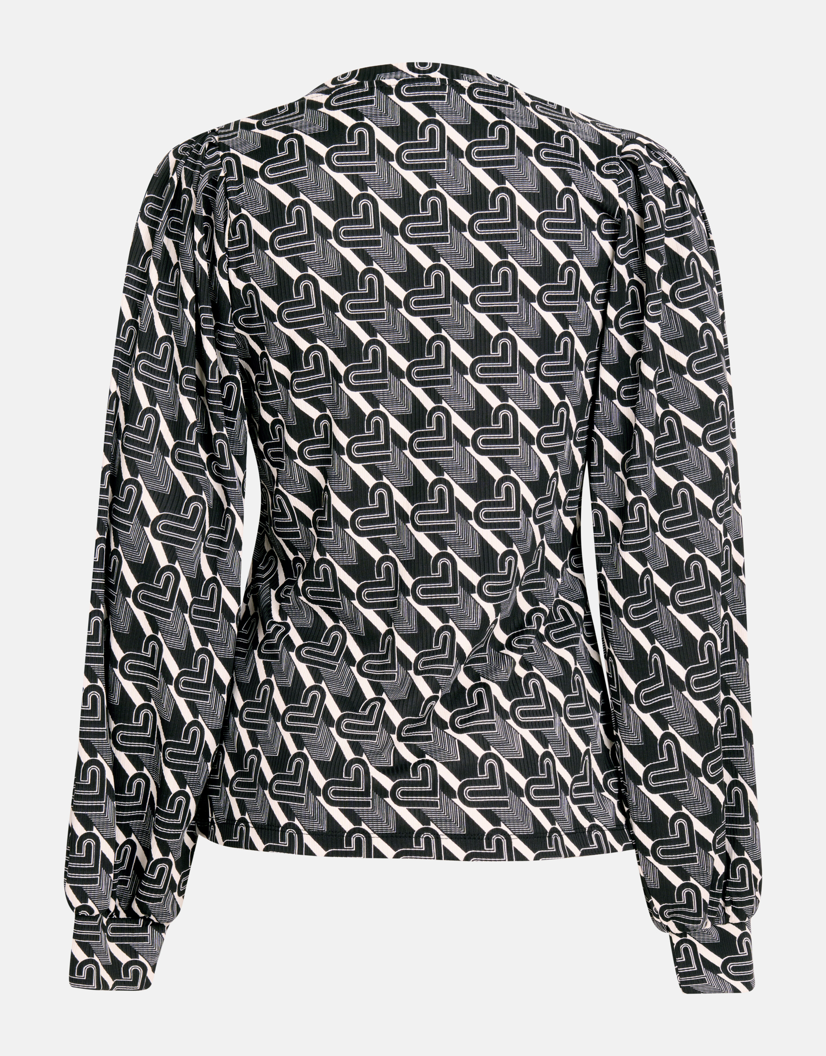 Bedrucktes Rippen-Langarmshirt Schwarz/Weiß SHOEBY WOMEN
