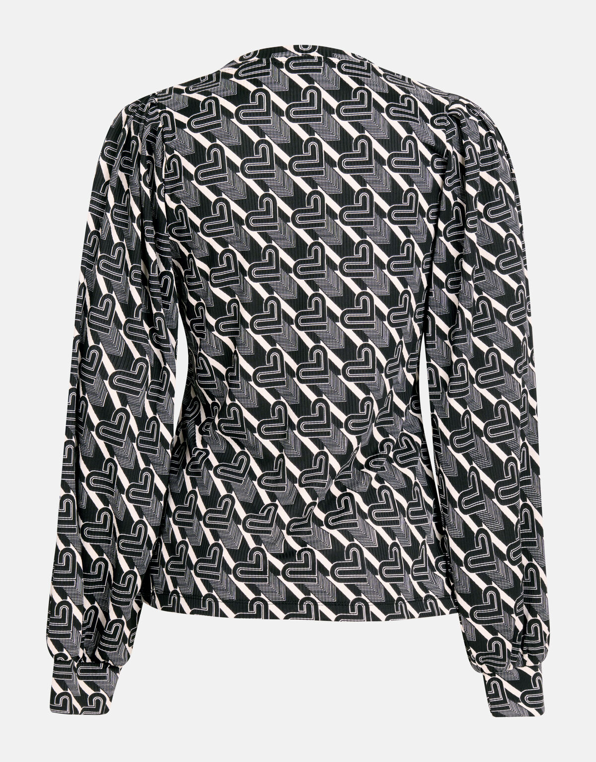 Bedrucktes Rippen-Langarmshirt Schwarz/Weiß SHOEBY WOMEN
