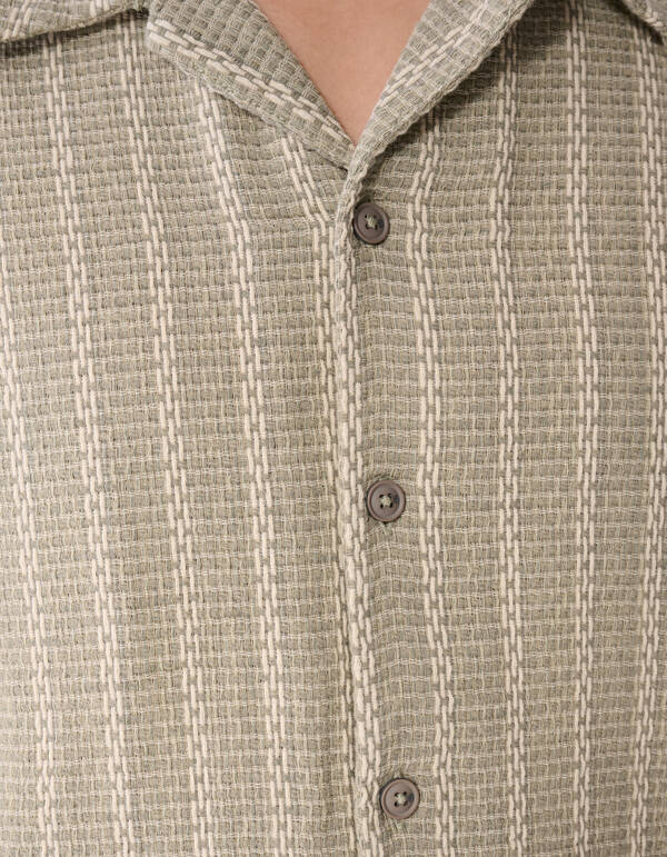 Gewebtes Streifen-Overshirt Hellgr&uuml;n SHOEBY MEN