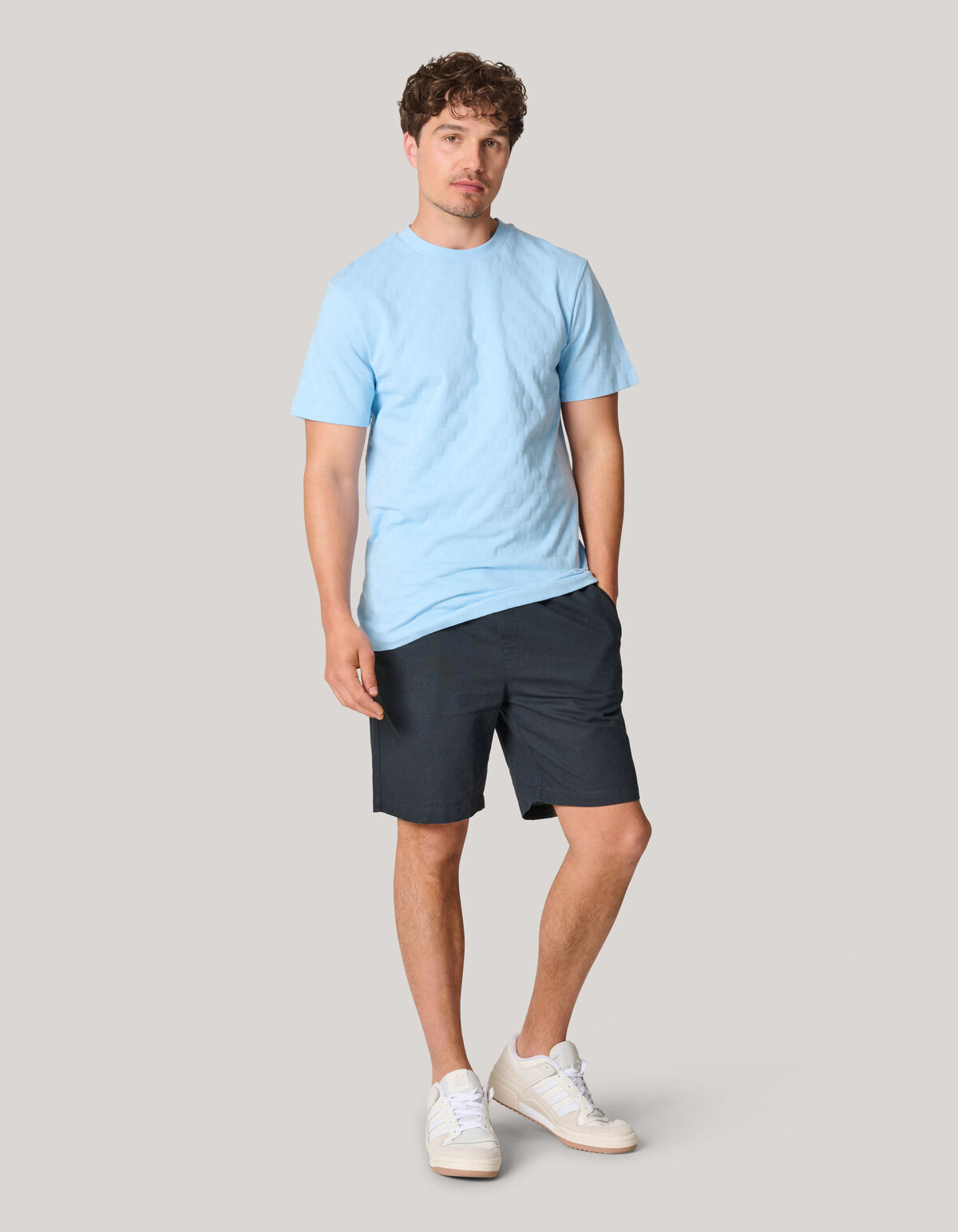 Block Textur T-shirt Hellblau SHOEBY MEN