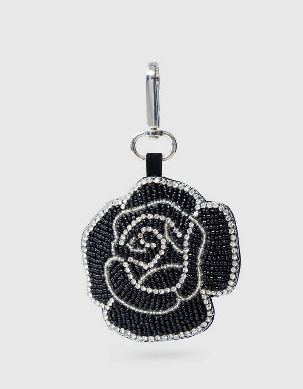 Perlenblumen Taschenanhänger Schwarz SHOEBY ACCESSOIRES