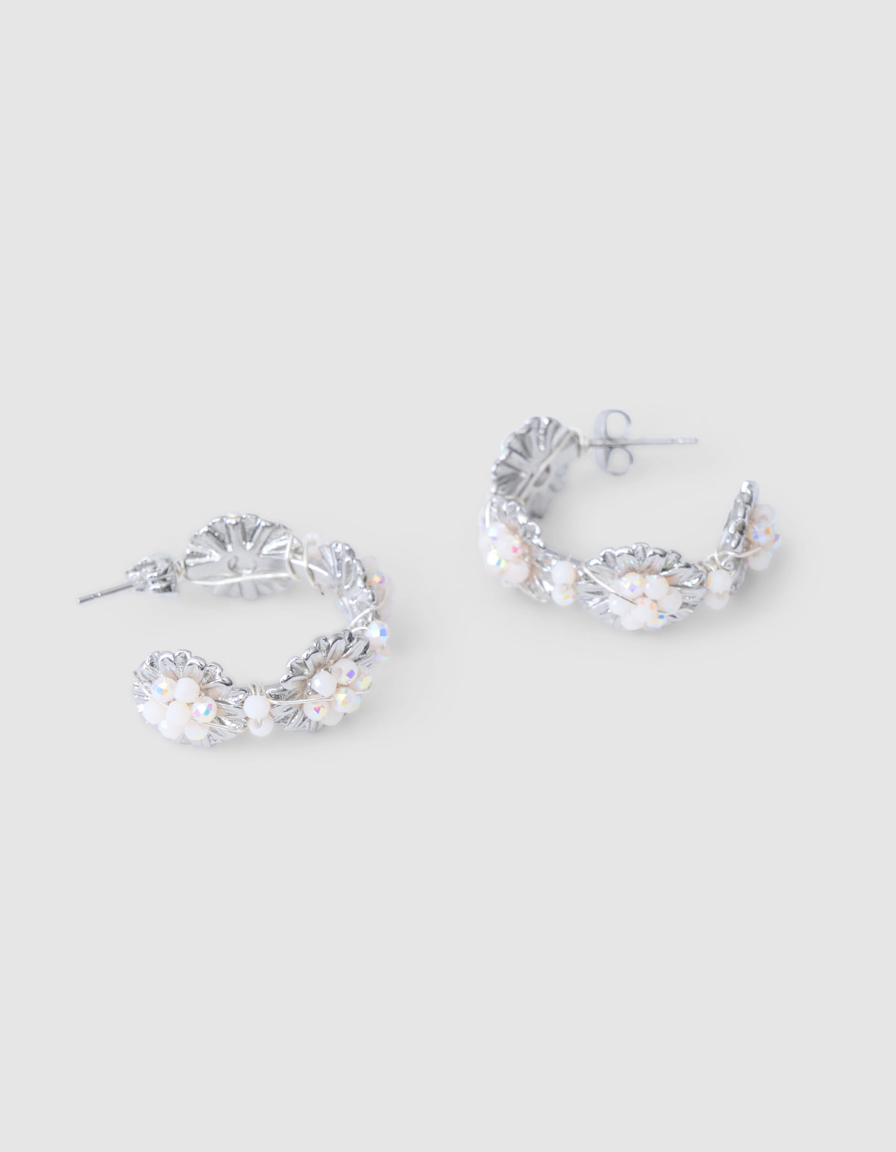 Perlenblumen-Ohrringe Silber SHOEBY ACCESSOIRES