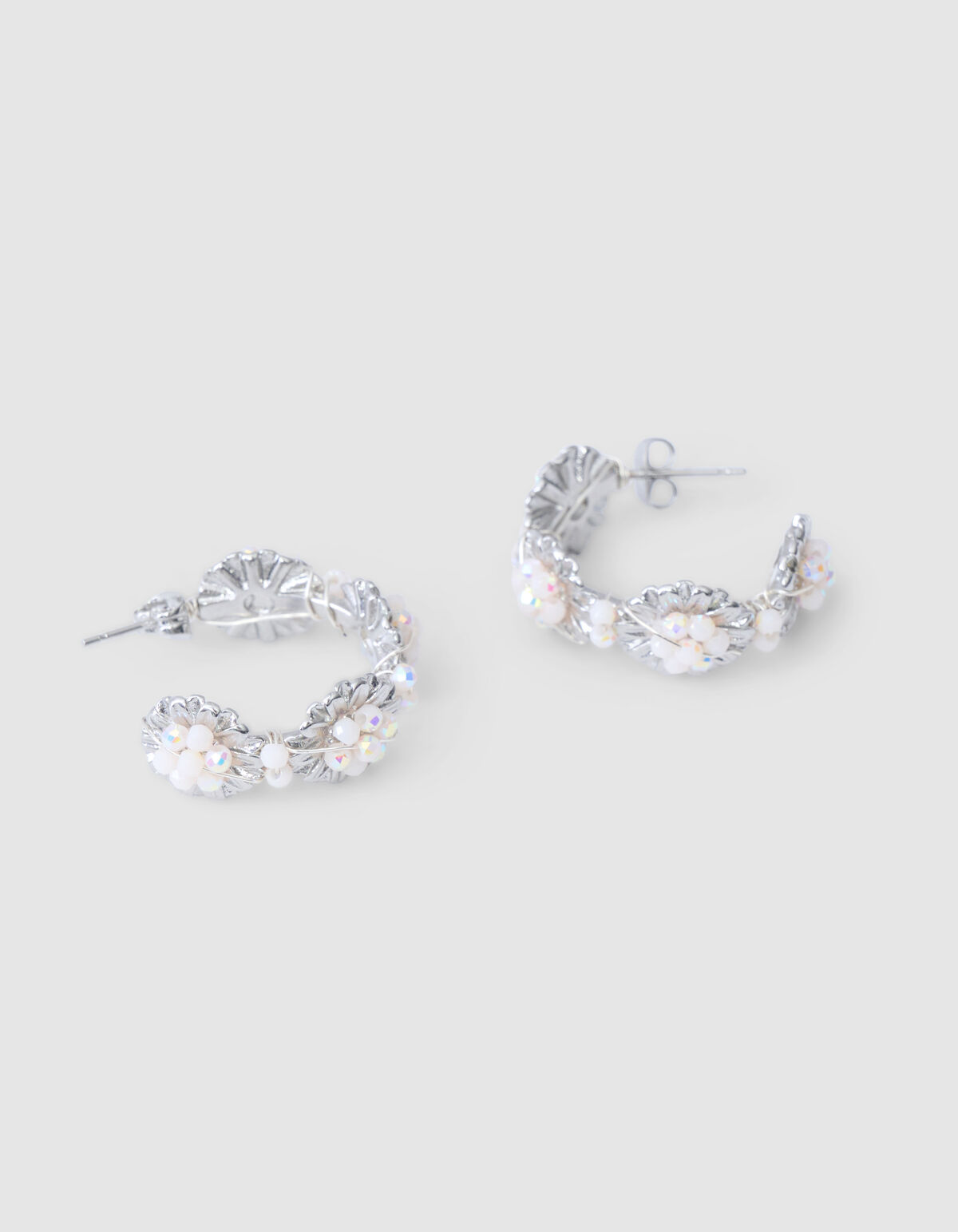 Perlenblumen-Ohrringe Silber SHOEBY ACCESSOIRES