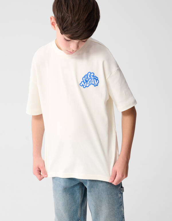 Motion Artwork T-Shirt Gebrochenes Wei&szlig; SHOEBY BOYS