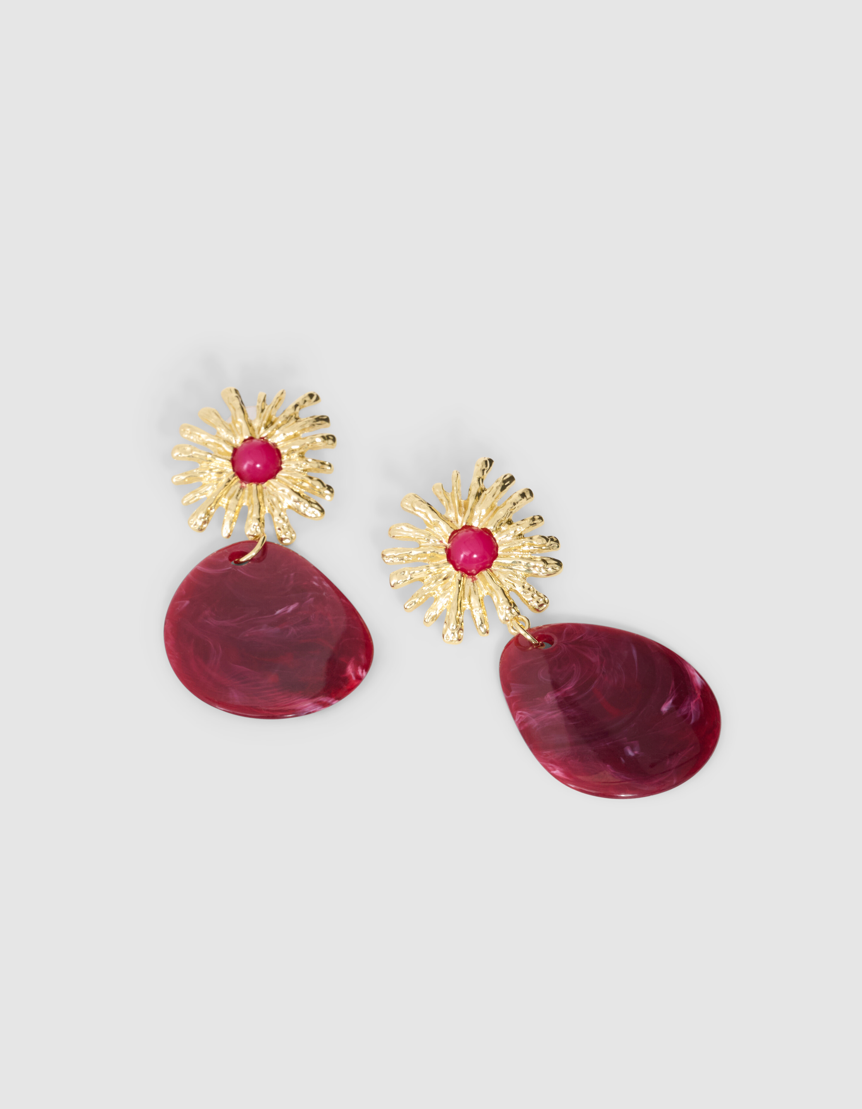 Ovale Blumen-Ohrringe in Dunkelrot SHOEBY ACCESSOIRES