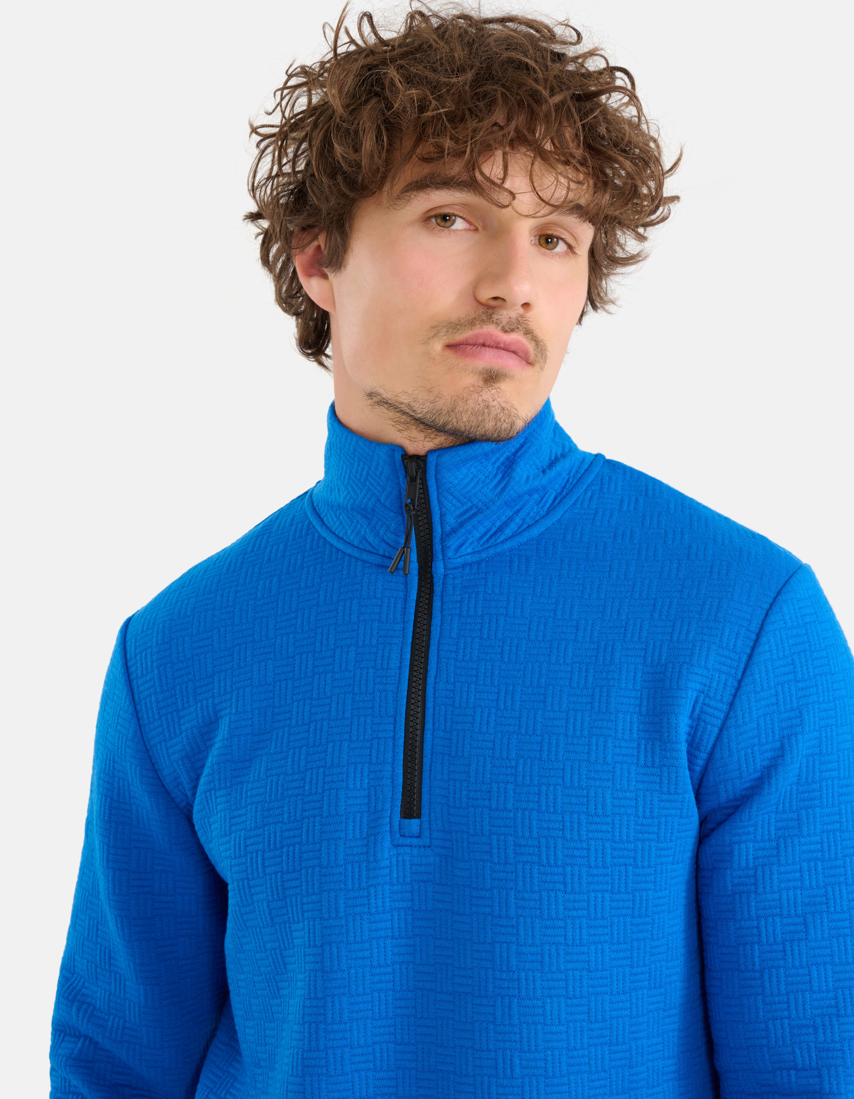 Pullover mit gesteppter Struktur und halbem Reißve SHOEBY MEN