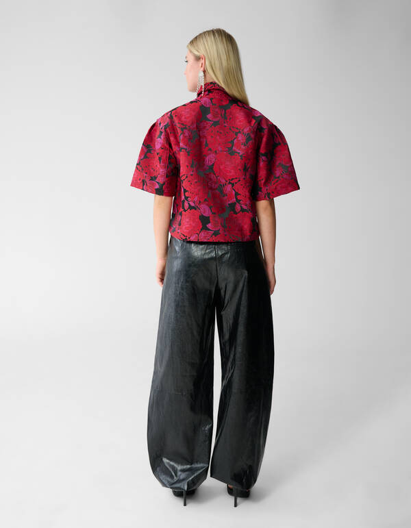 Rose Jacquard Bluse Dunkelrot SHOEBY WOMEN