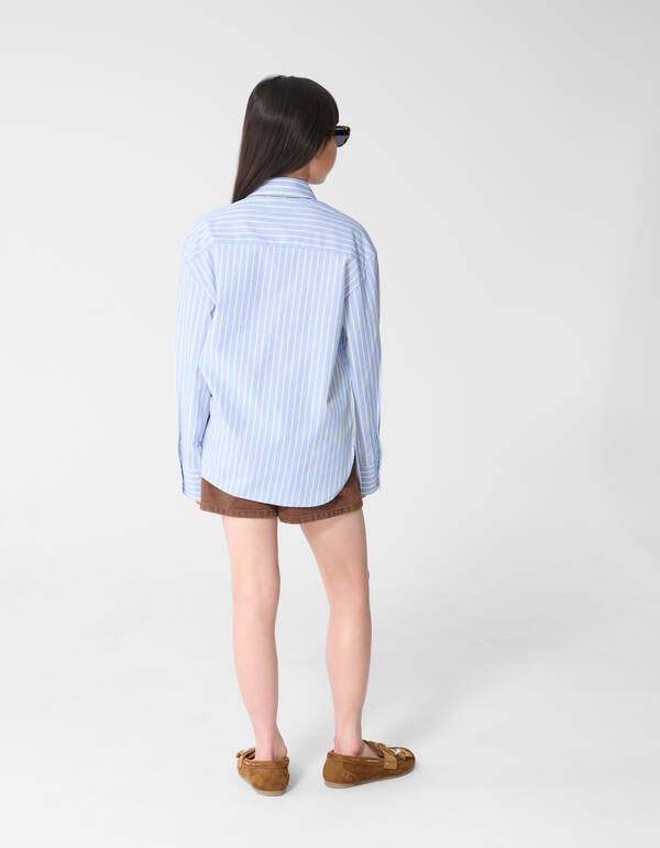 Oversize-Popeline-Bluse Hellblau SHOEBY GIRLS
