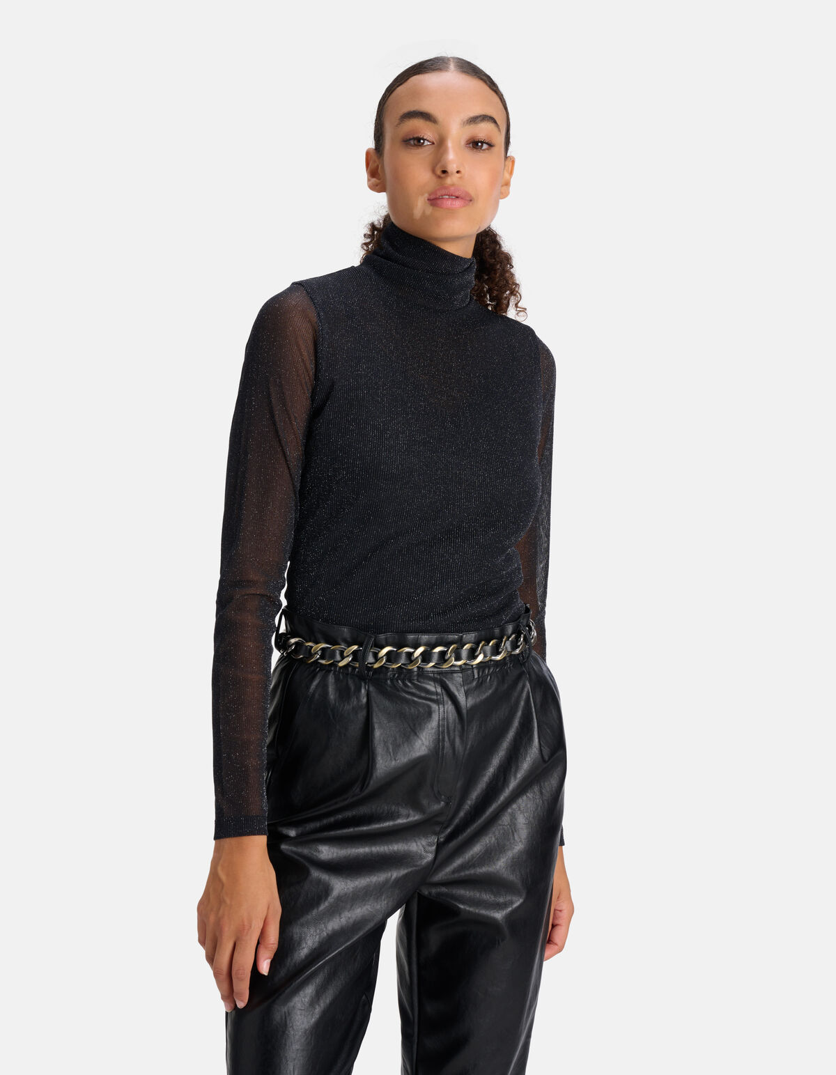 Lurex Mesh Top Schwarz SHOEBY WOMEN