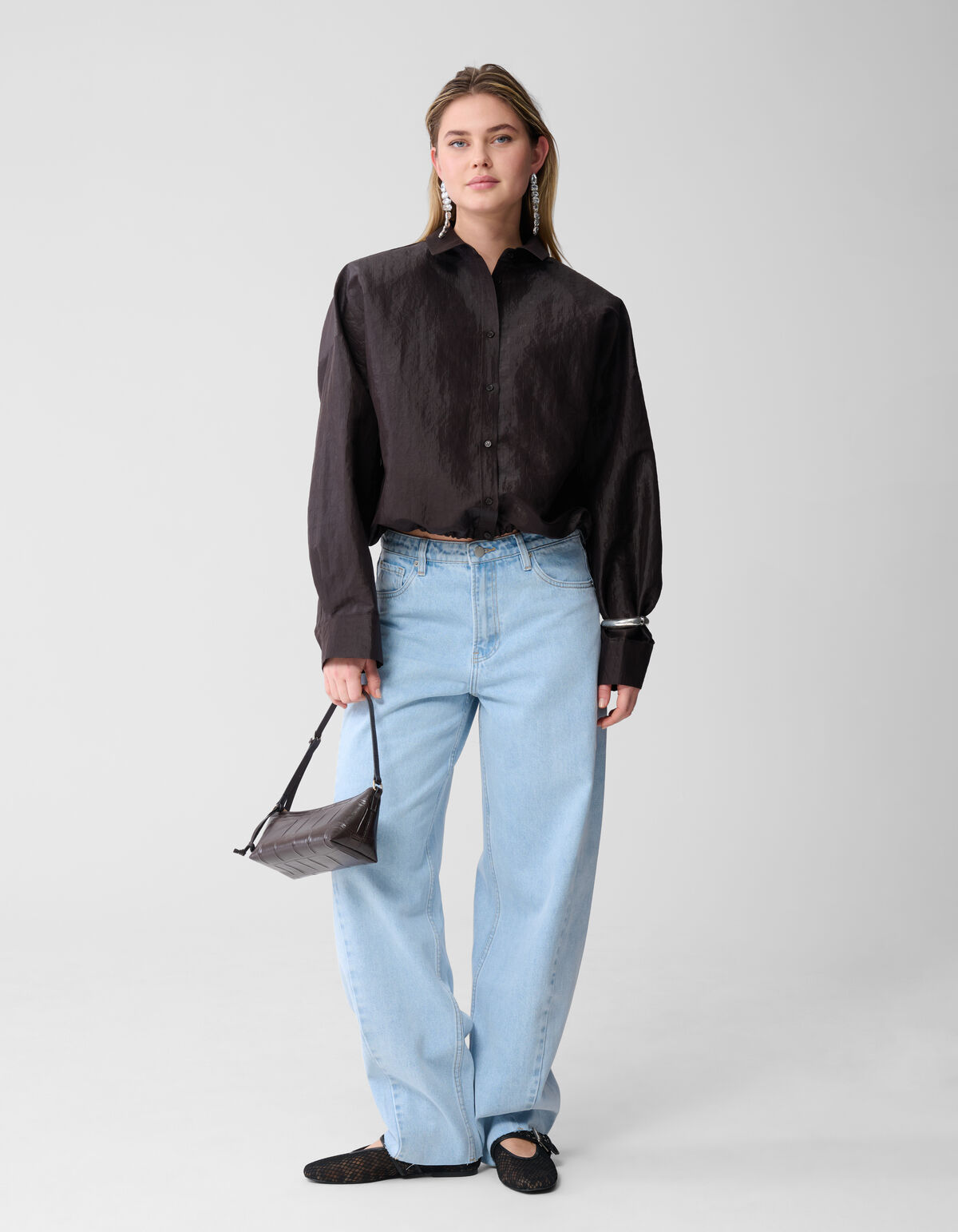 Croco Bluse Dunkelbraun SHOEBY WOMEN