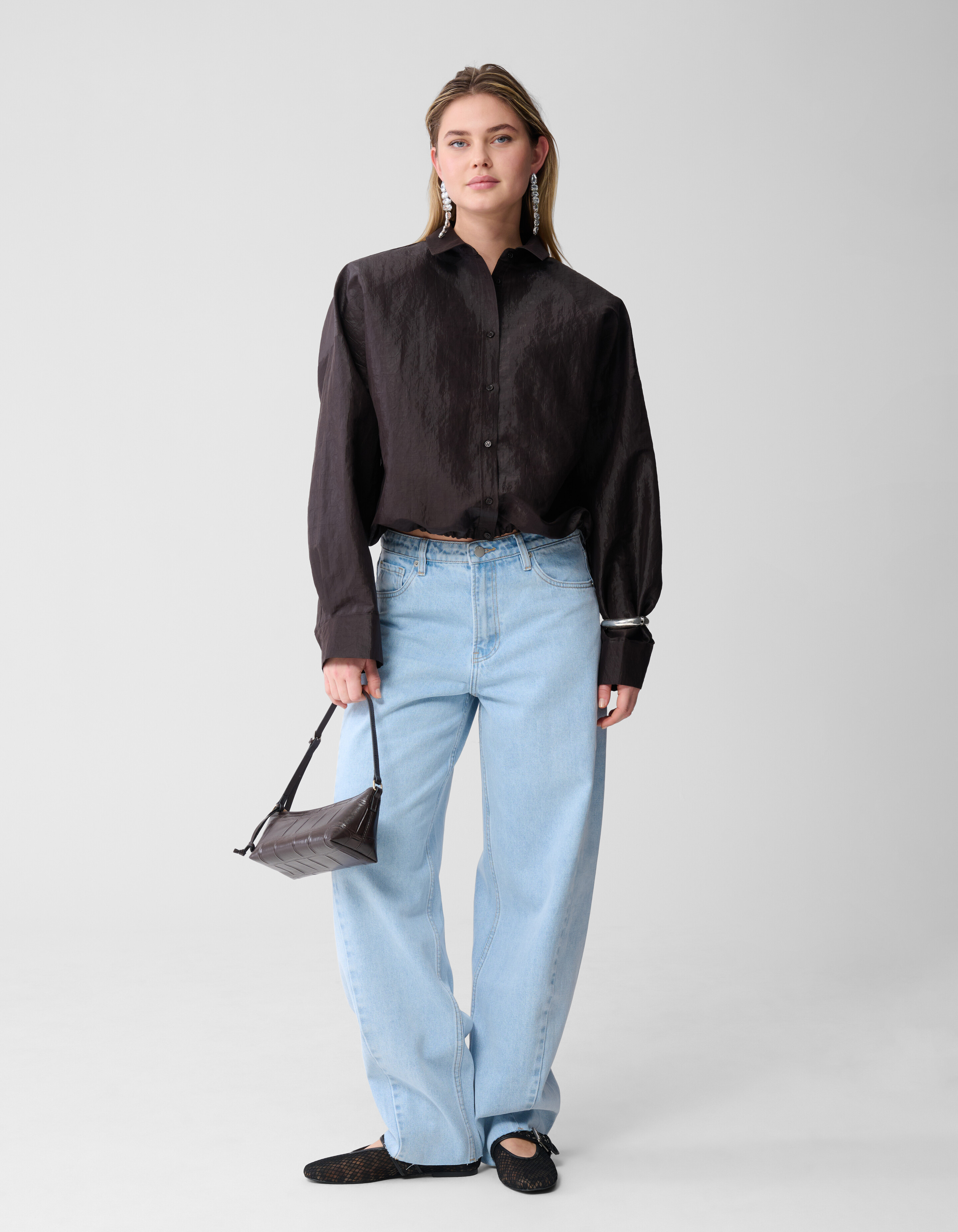 Croco Bluse Dunkelbraun SHOEBY WOMEN