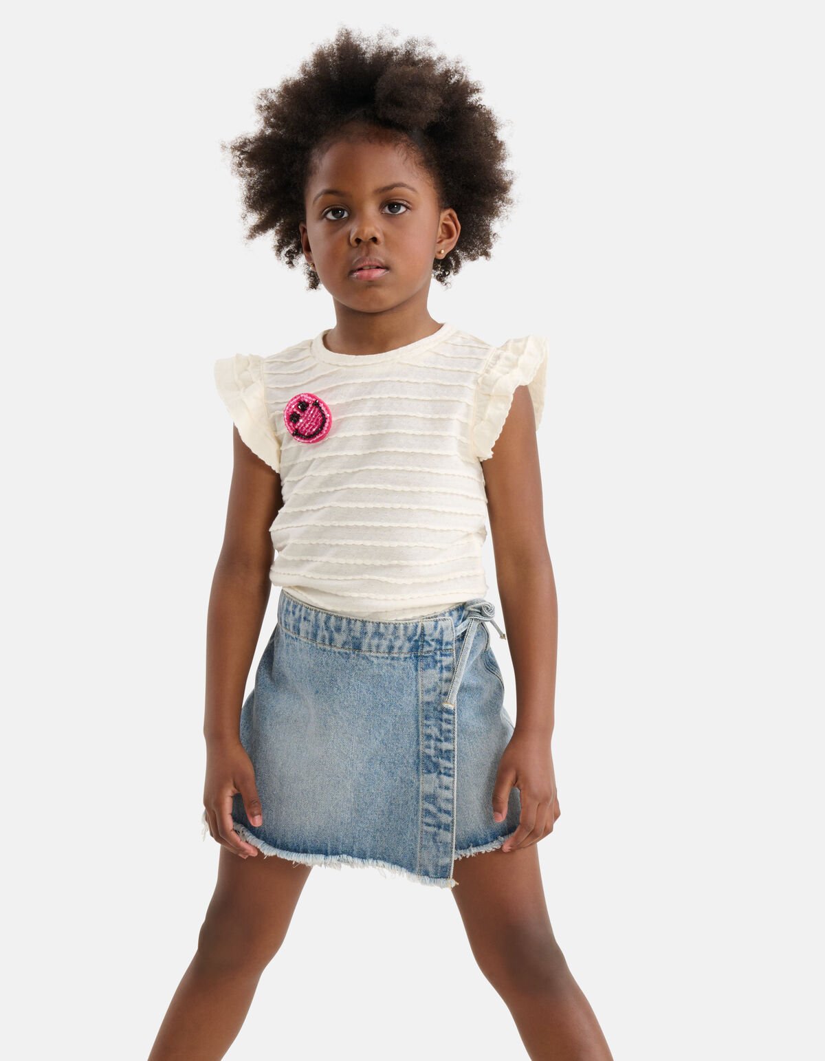Ribbel Structuur Top Gebroken Wit SHOEBY GIRLS