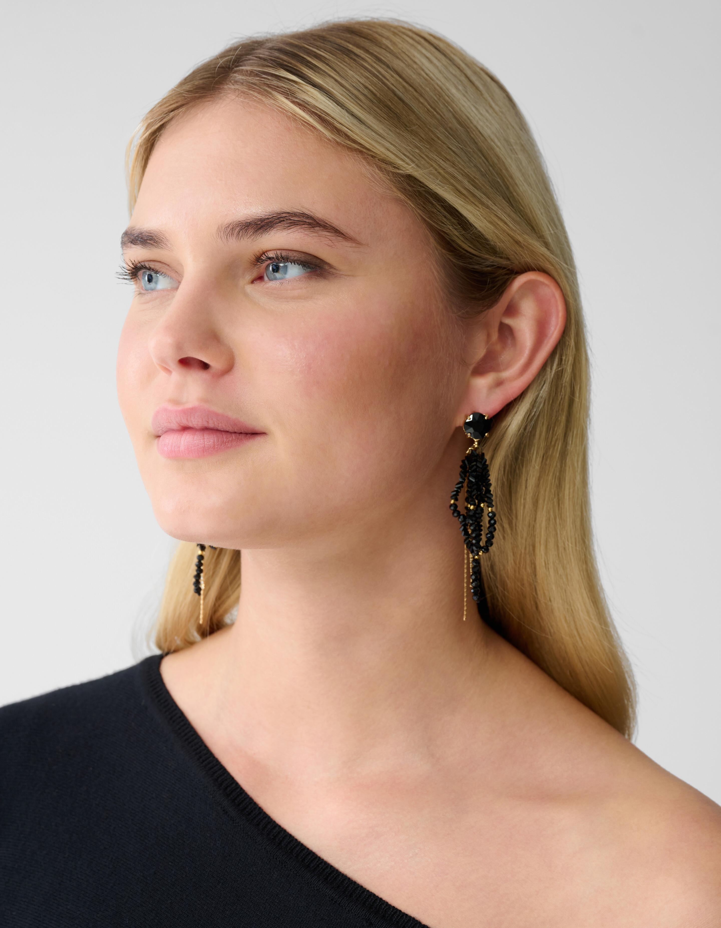 Schwarze Ohrringe mit Strassperlen SHOEBY ACCESSOIRES