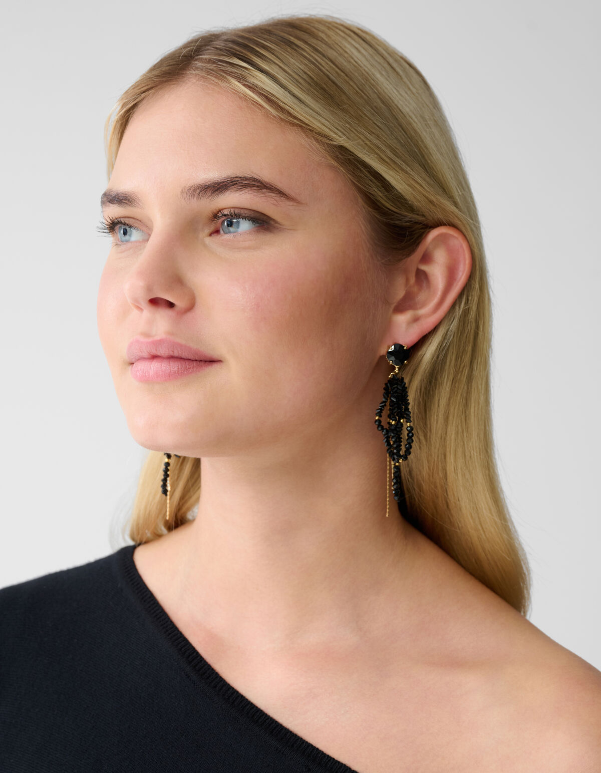 Schwarze Ohrringe mit Strassperlen SHOEBY ACCESSOIRES