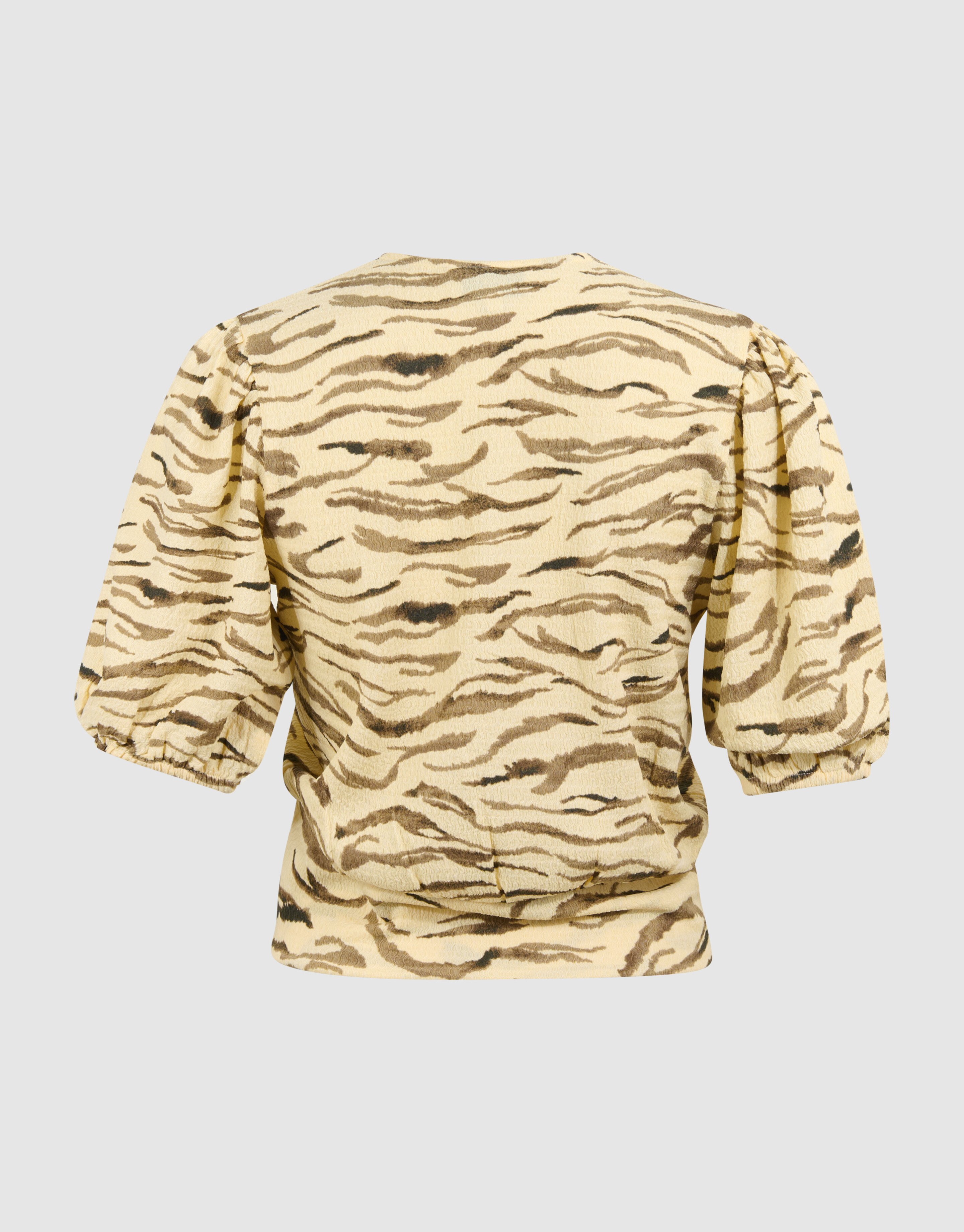 Crinkle Tiger V-Ausschnitt Top Hellgelb SHOEBY WOMEN