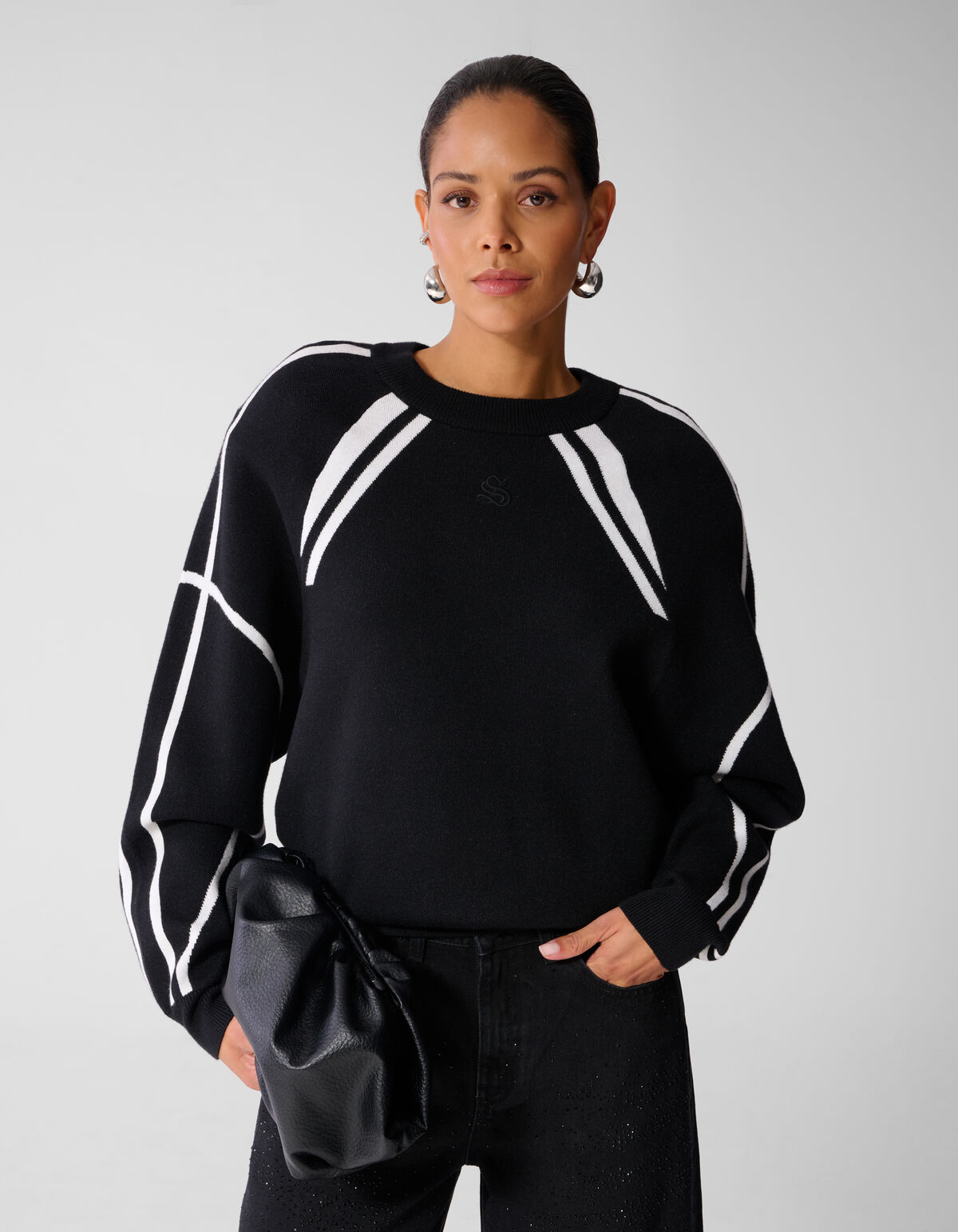 Oversized Sporty Strickpullover Schwarz SHOEBY WOMEN