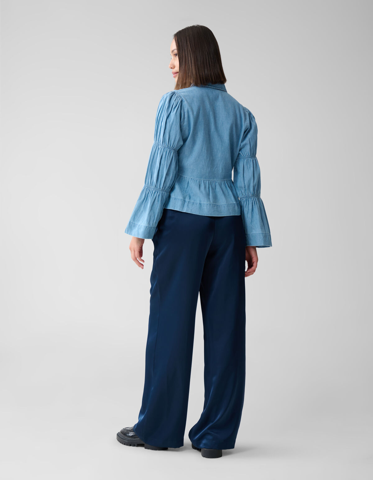 Denim Schleifenbluse Blau SHOEBY WOMEN