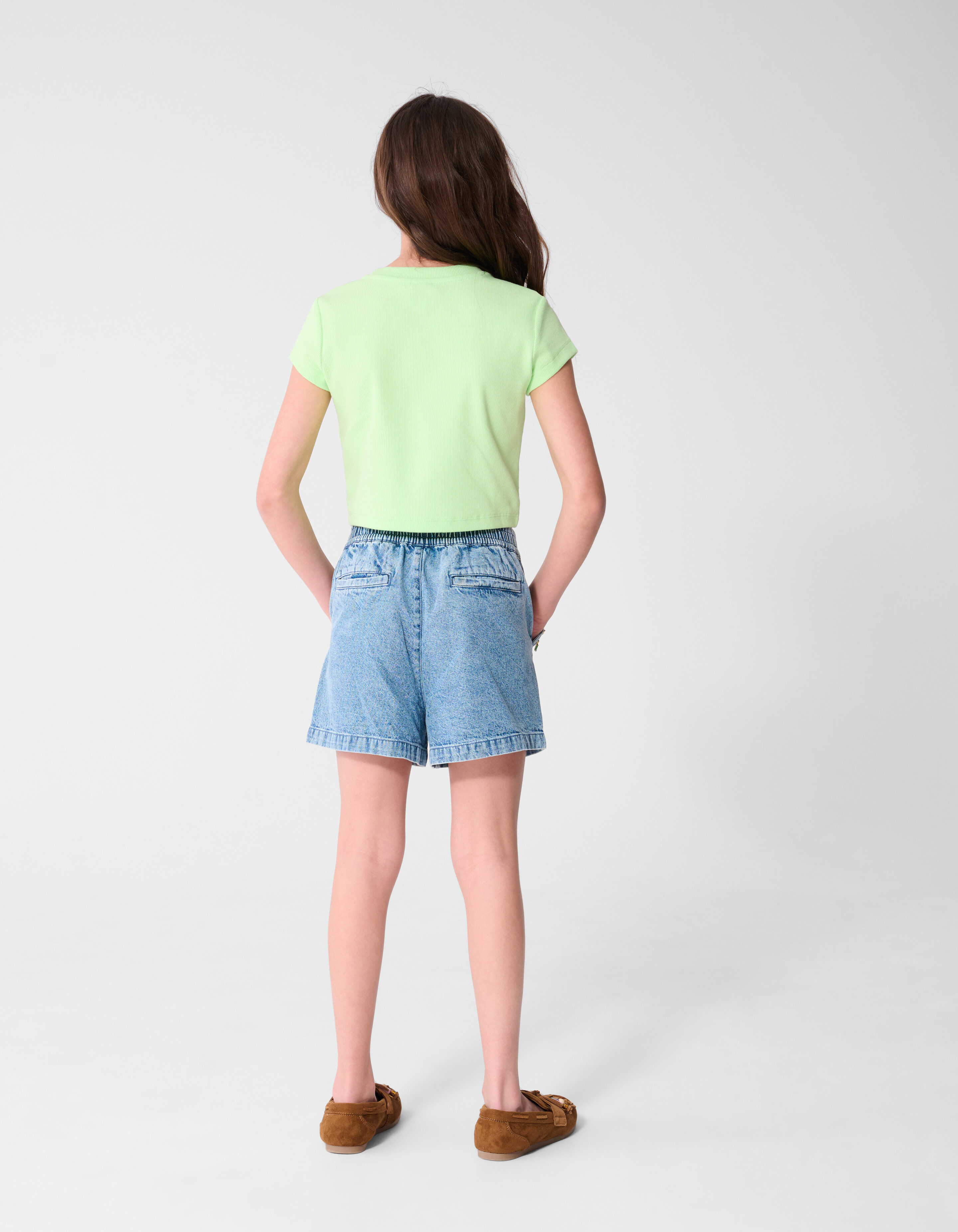 Gerippter Banana Crop Top Hellgr&uuml;n SHOEBY GIRLS