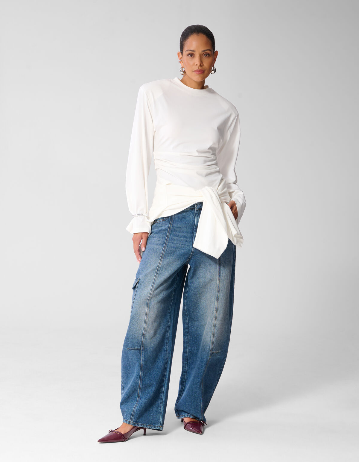Cargo Barrel Fit Jeans Blau SHOEBY WOMEN