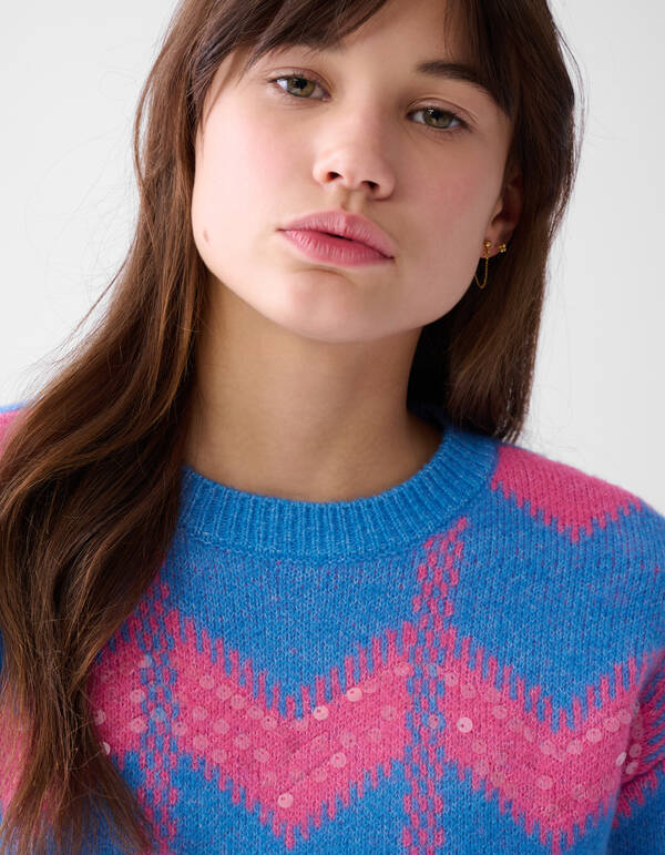 Pailletten-Pullover Blau SHOEBY GIRLS