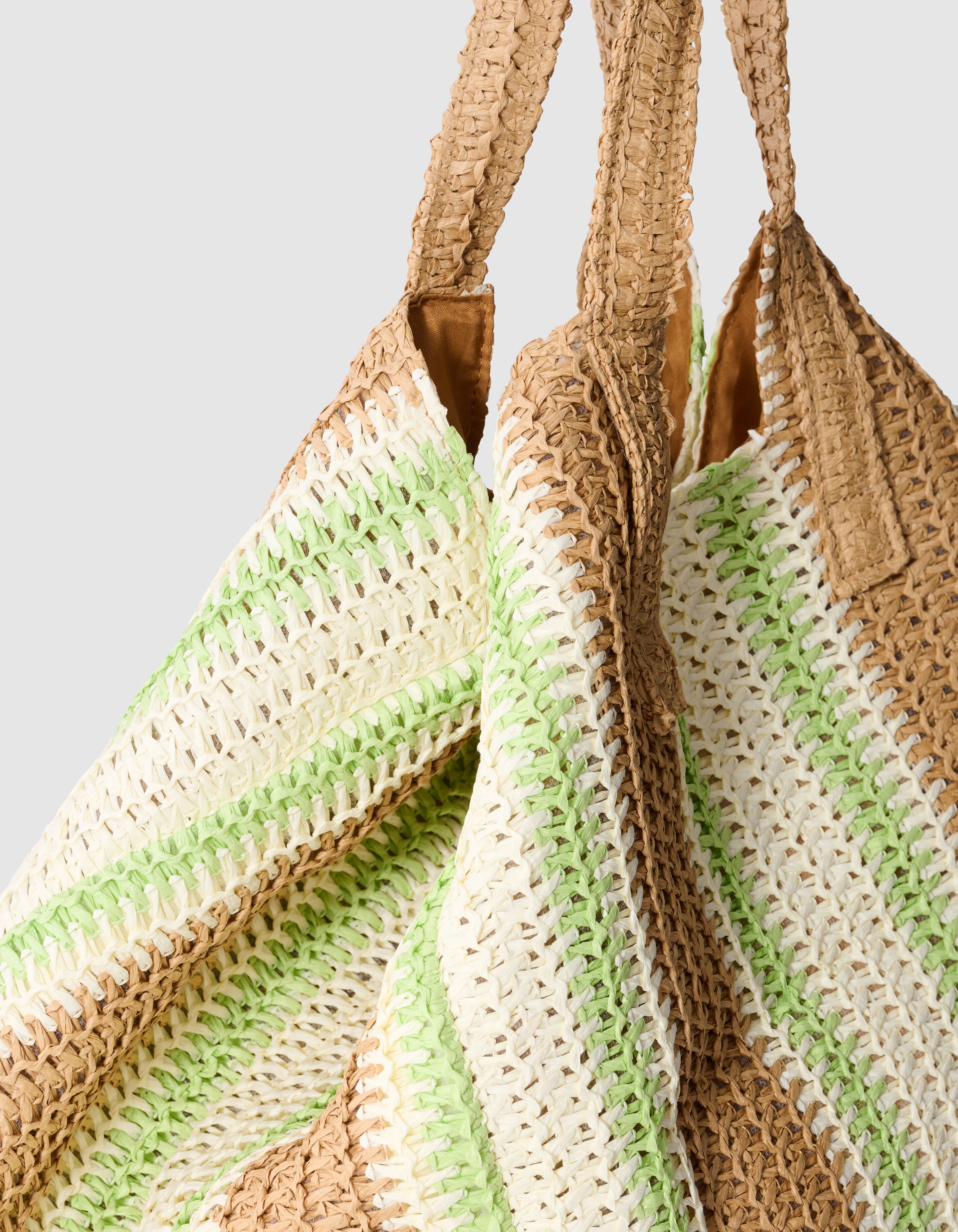 Gestrickter Strand-Shopper Hellgr&uuml;n/Taupe SHOEBY ACCESSOIRES