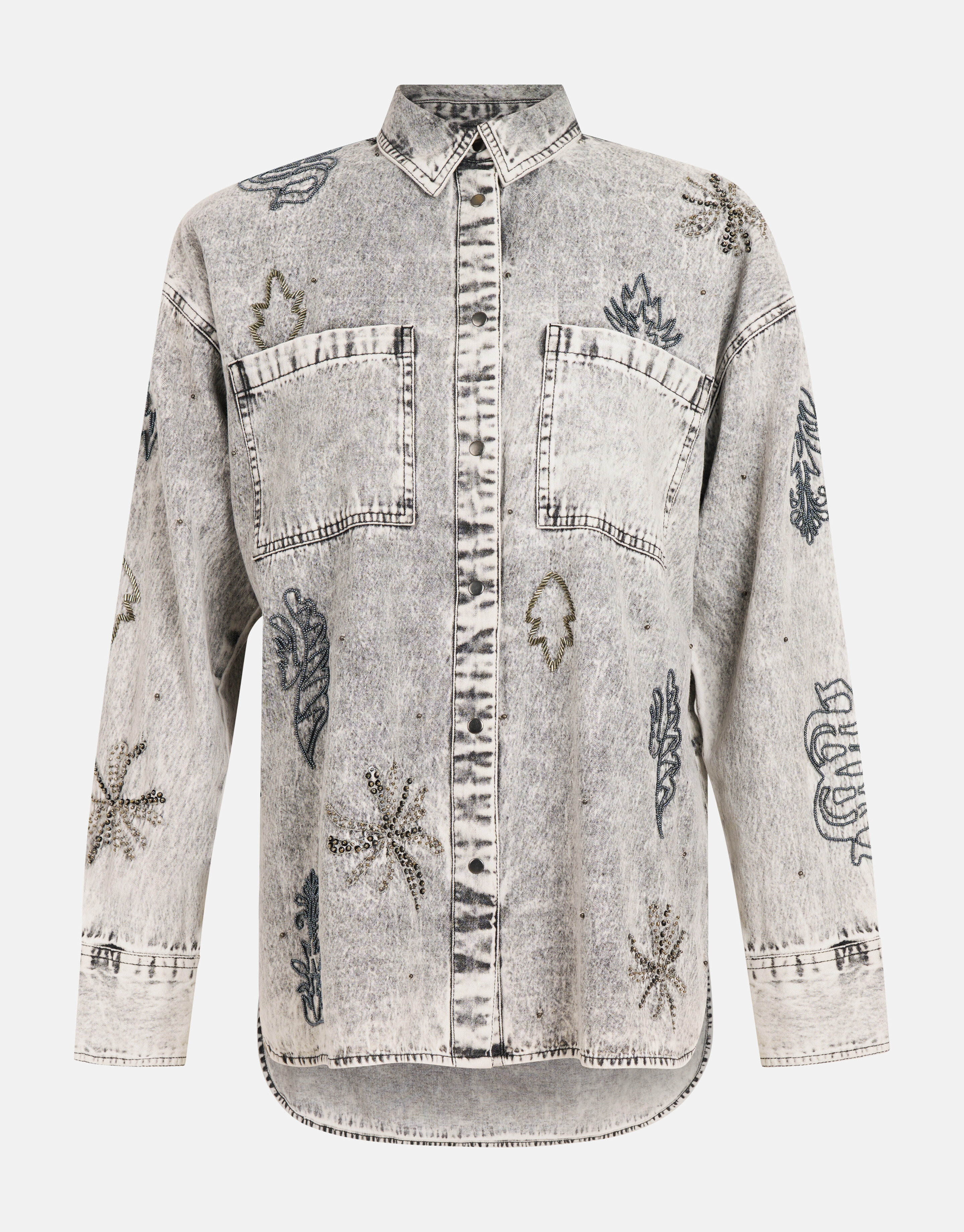 Verzierte Denim-Bluse Grau SHOEBY WOMEN