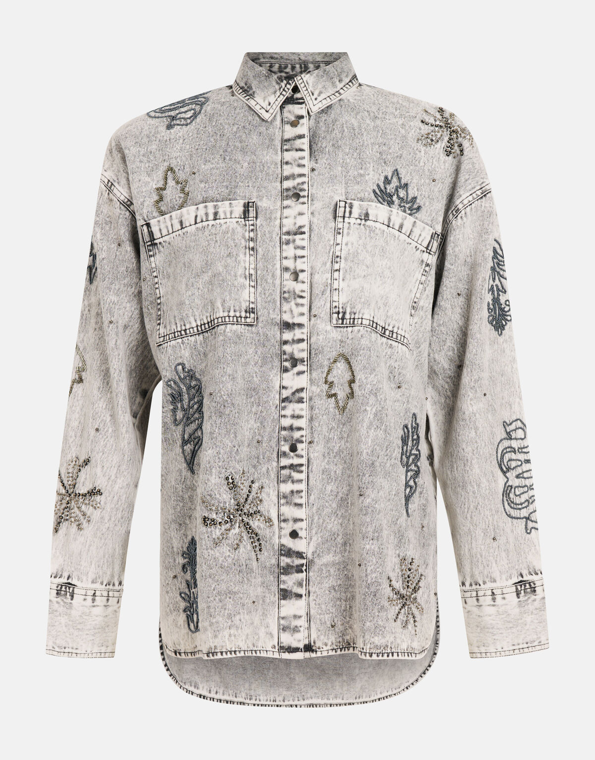 Verzierte Denim-Bluse Grau SHOEBY WOMEN