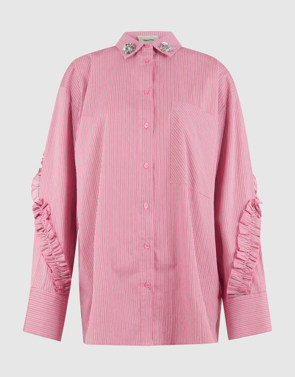 Oversized-Bluse mit Nadelstreifenmuster und Blumen SHOEBY WOMEN